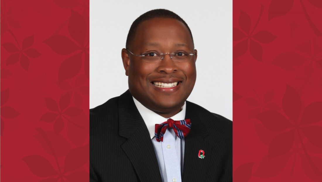 James Moore III headshot on Ohio State background